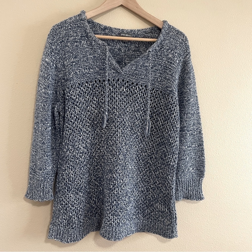 Eddie Bauer Blue Knit Beachside Sweater- L